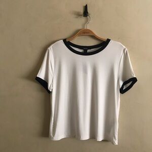 Forever 21 White Tee with Black Trim